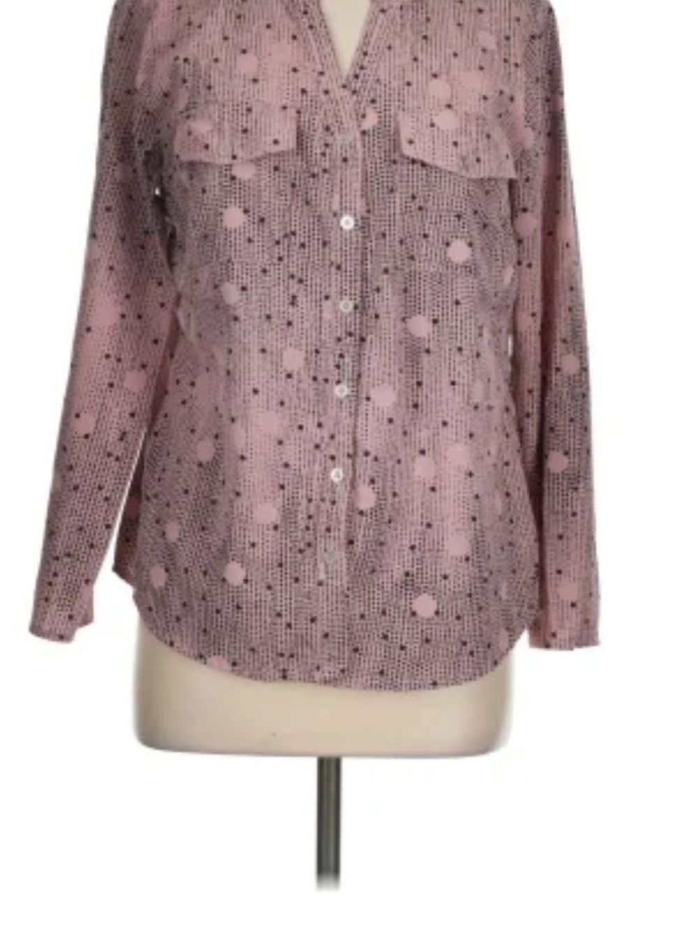 Notations Pink Polka Dot Button-Front Shirt